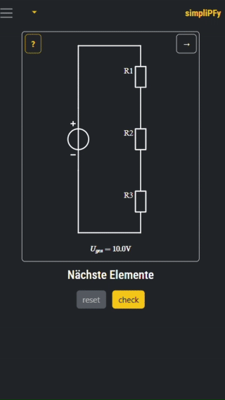 click on two elements and then on check to simplify these two elements